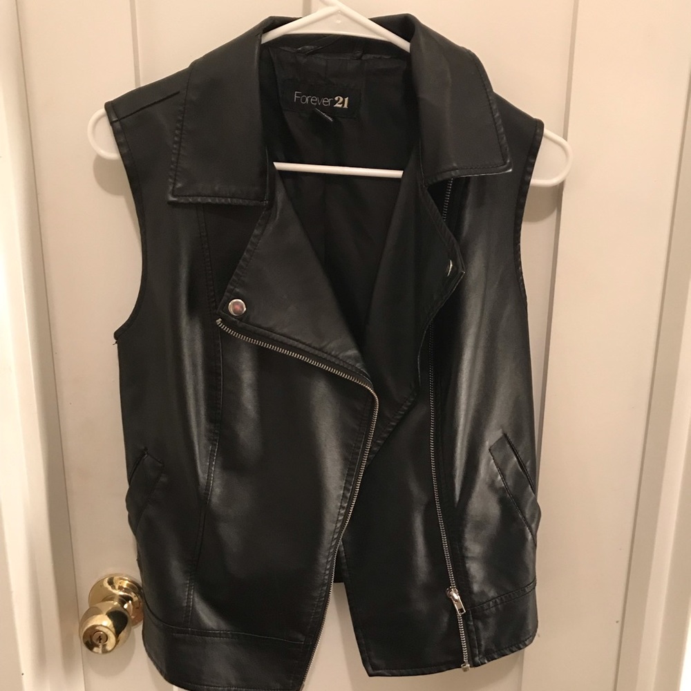 Faux leather vest